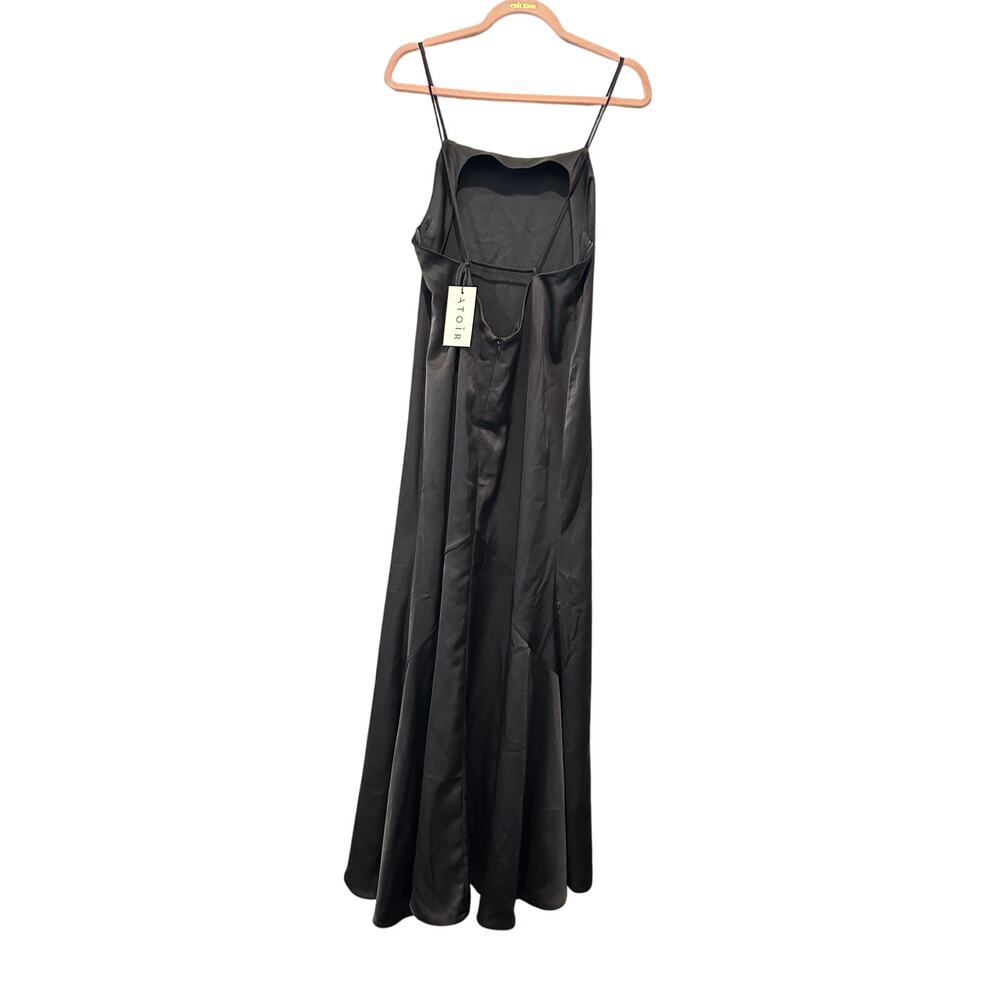 NEW Atoir US 8 Black Slip Clarice Open Back Maxi Wedding Formal Satin Dress LBD - Picture 5 of 10